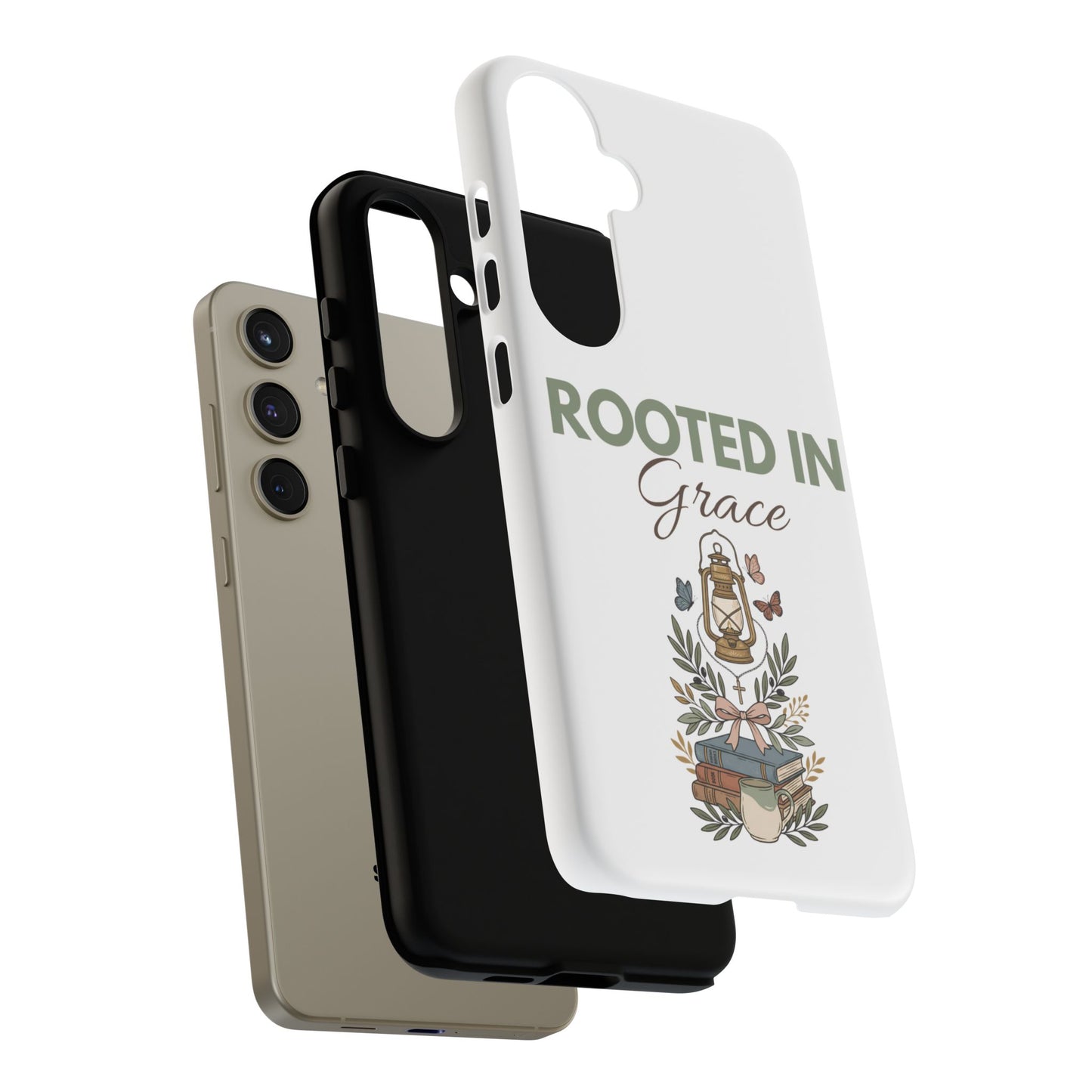 Rooted in Grace Phone Case — Floral Lantern Christian Protective Cover