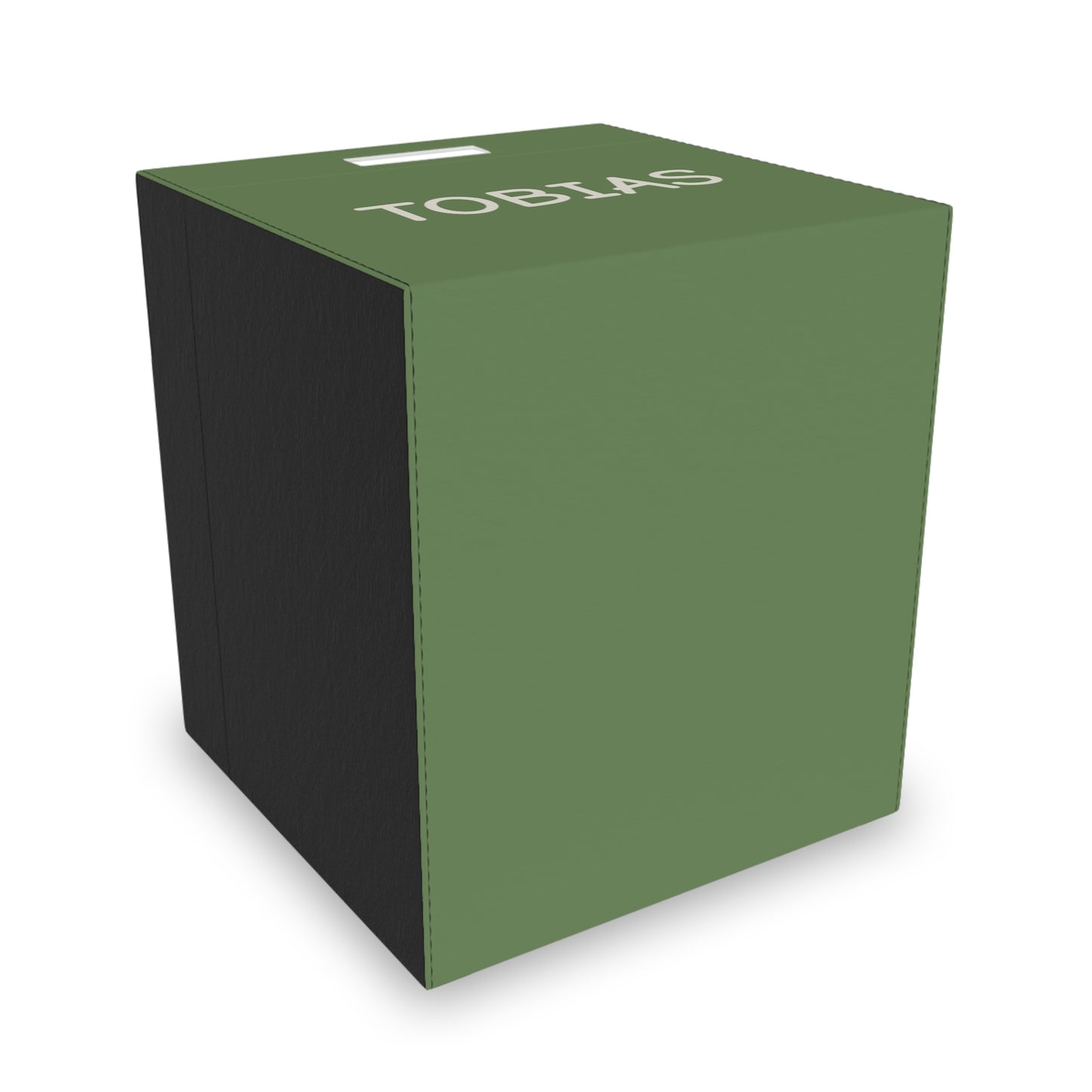 Personalized Felt Storage Box – Olive Green Kids Toy Bin with Name (TOBIAS)