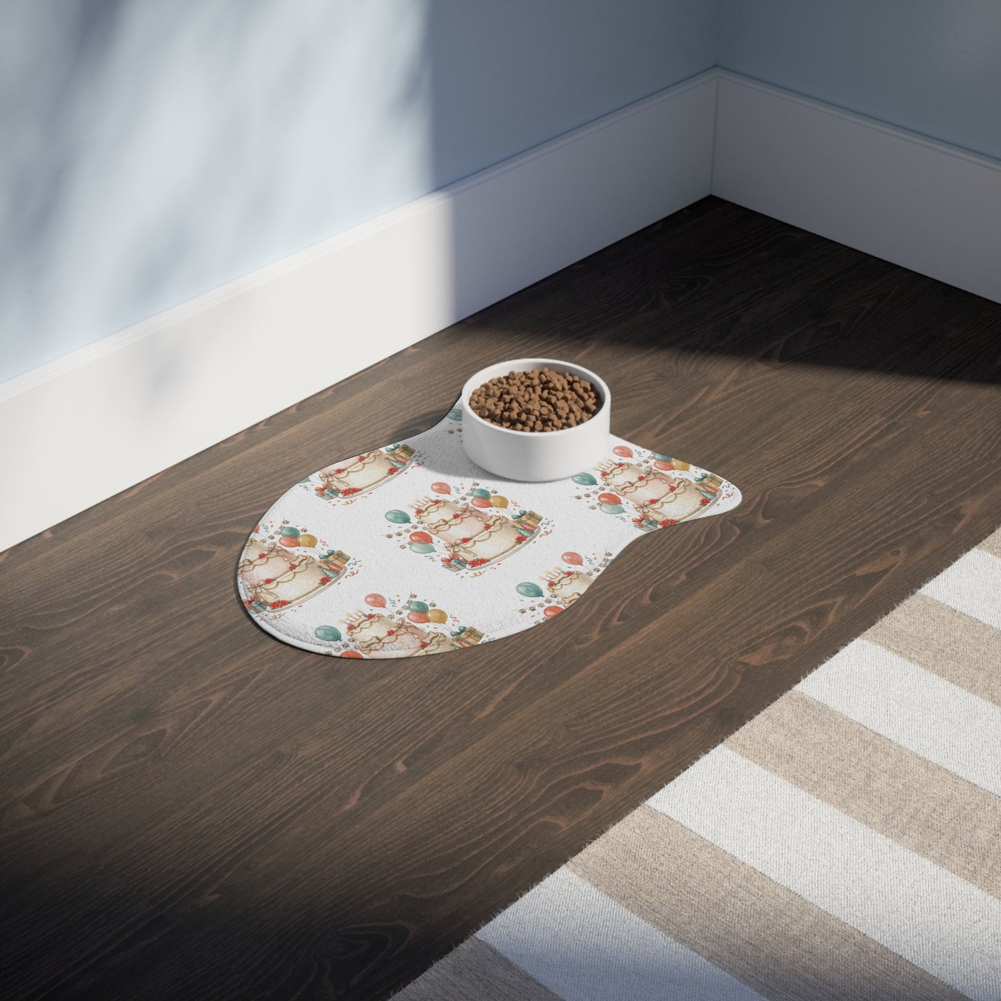 Birthday Cake Pet Feeding Mat — Festive Non-Slip Placemat for Dogs