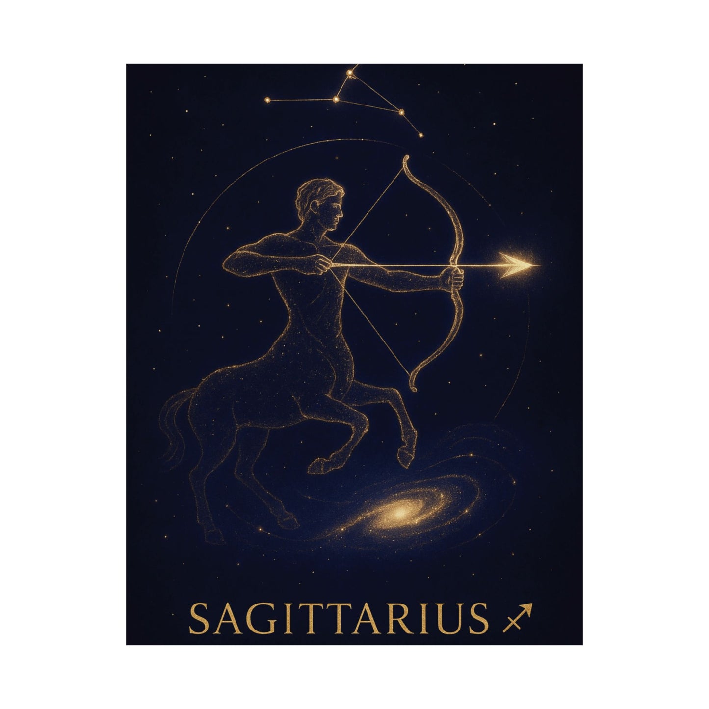 Sagittarius Zodiac Constellation Matte Poster – Golden Archer Astrology Wall Art Print (Multiple Sizes)