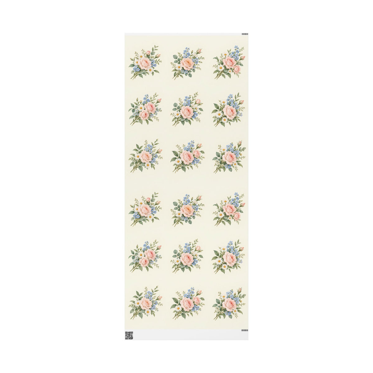 Floral Vintage Wrapping Paper Roll — Soft Cream Peony & Wildflower Gift Wrap