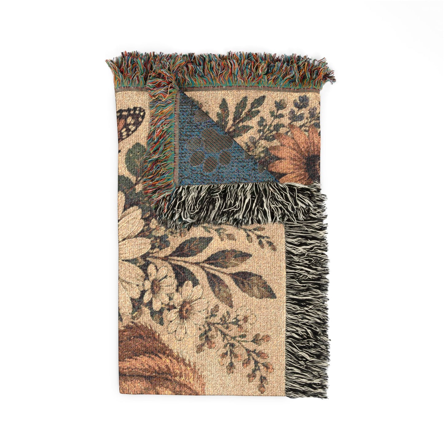 Golden Retriever Floral Woven Blanket — Cozy Throw with Daisies & Butterflies