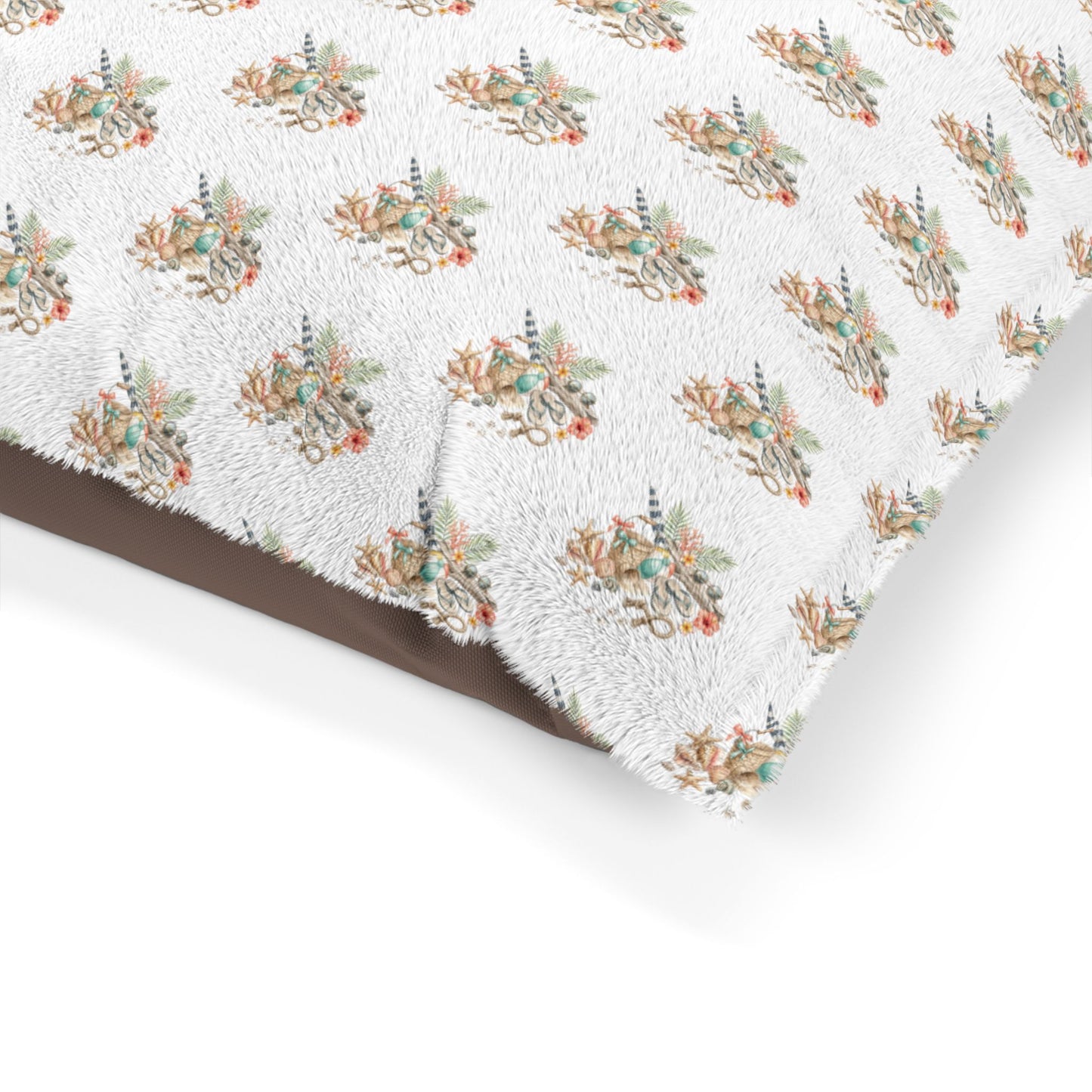 Coastal Seashell Pet Bed – Beachy Aromatic Shell Pattern Cushion for Dogs