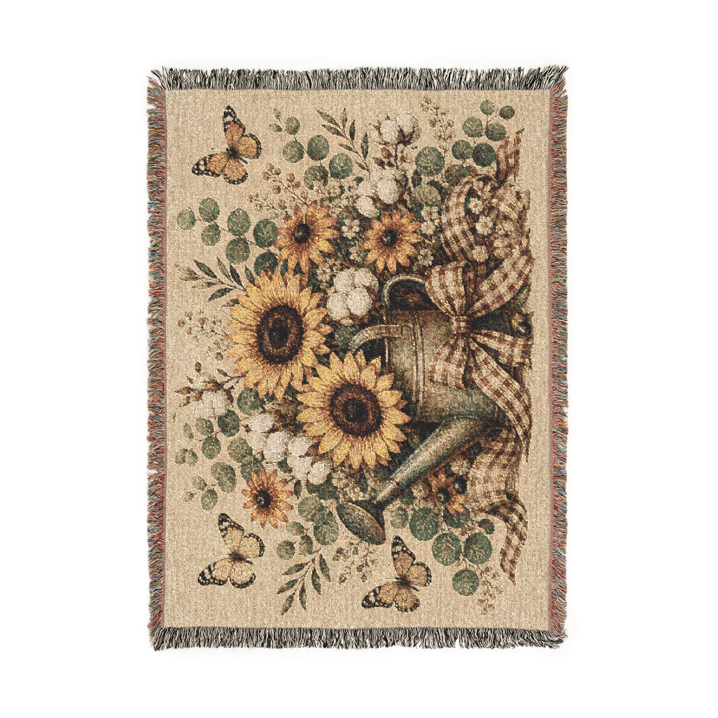 Sunflower Bouquet Woven Blanket — Vintage Floral Throw