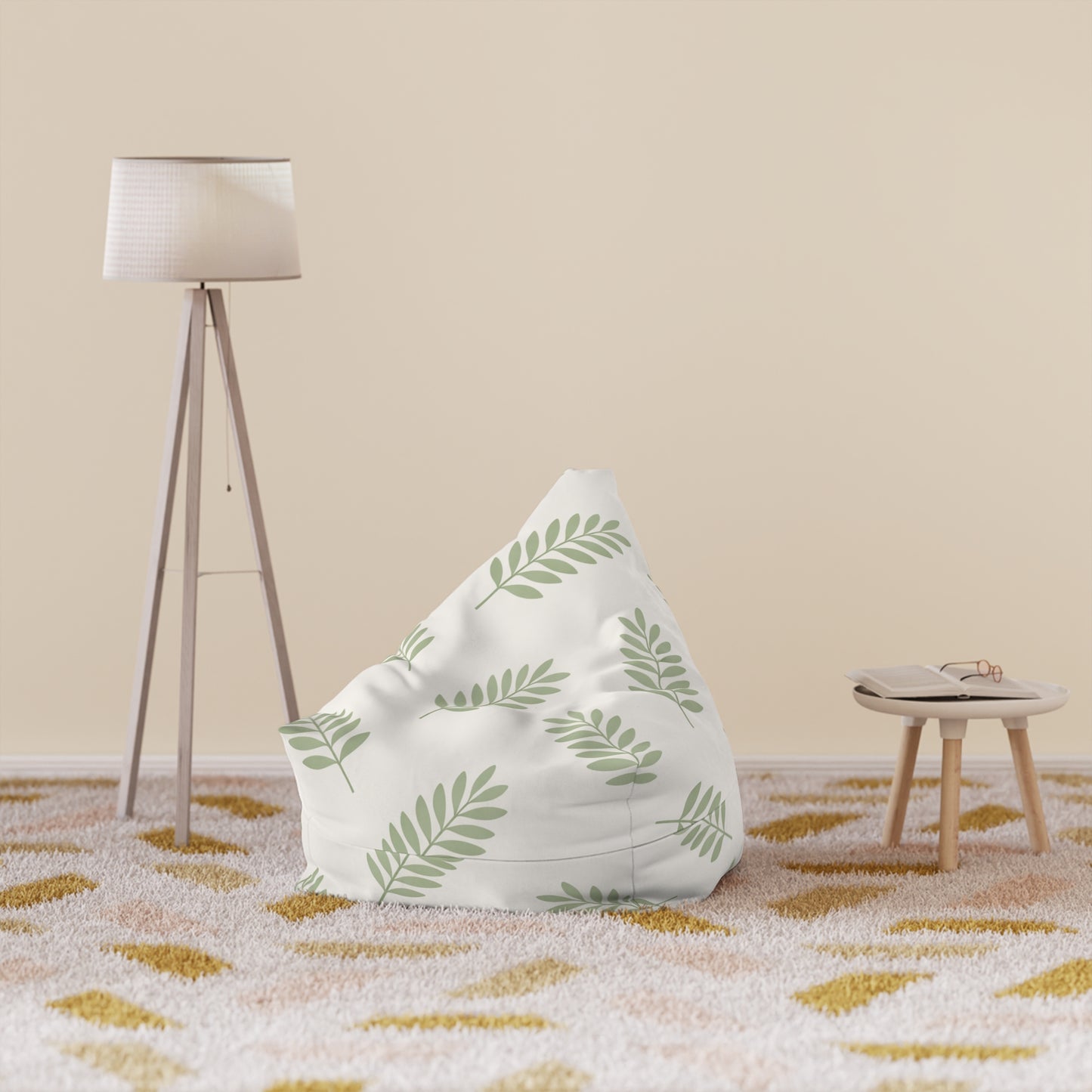 Leaf Pattern Bean Bag Cover — Green Botanical Nursery Decor