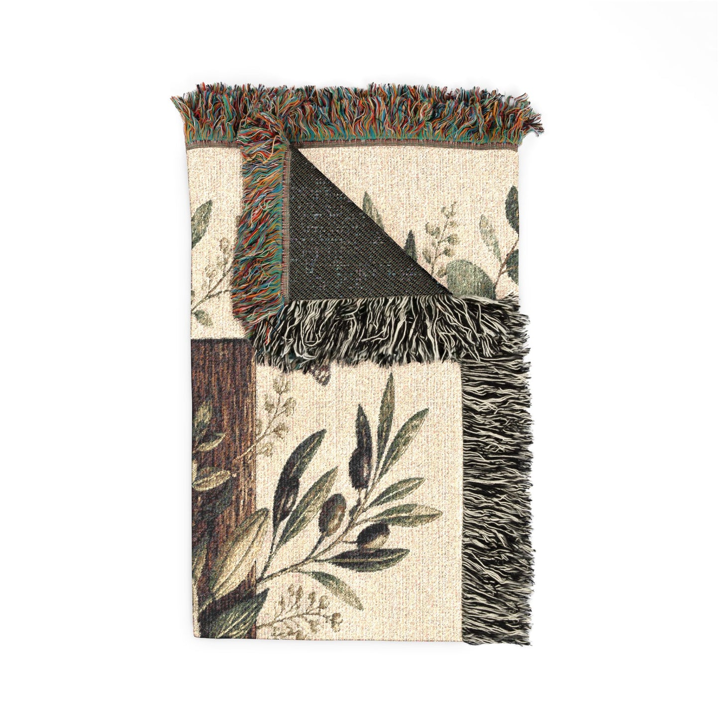 Woven Blanket — Floral Cross Tapestry Throw (Easter / Religious Home Décor)