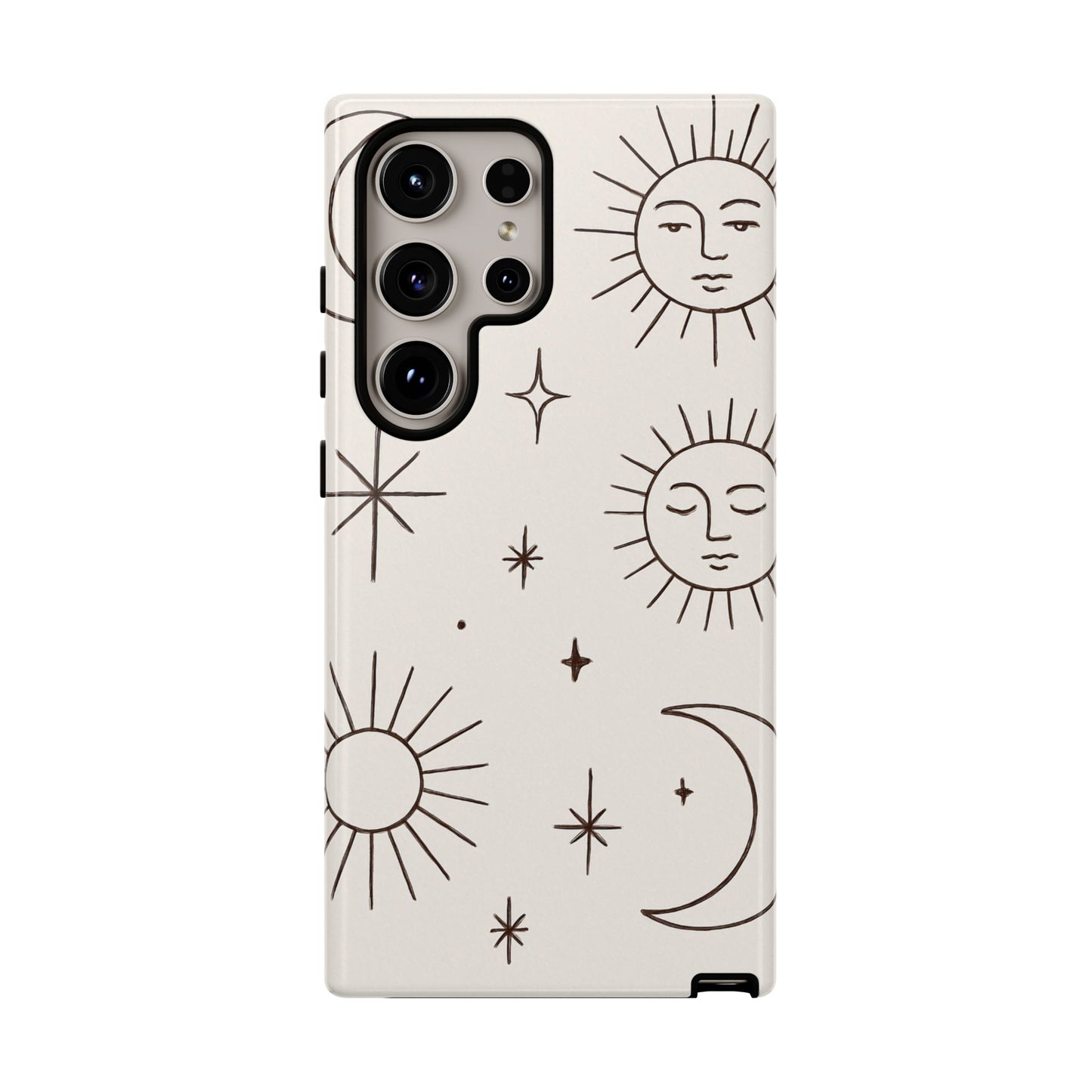 Celestial Moon & Sun Line Art iPhone Case – Minimalist Boho Cosmic Design