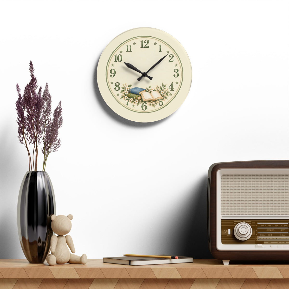 Vintage Book Lover Acrylic Wall Clock