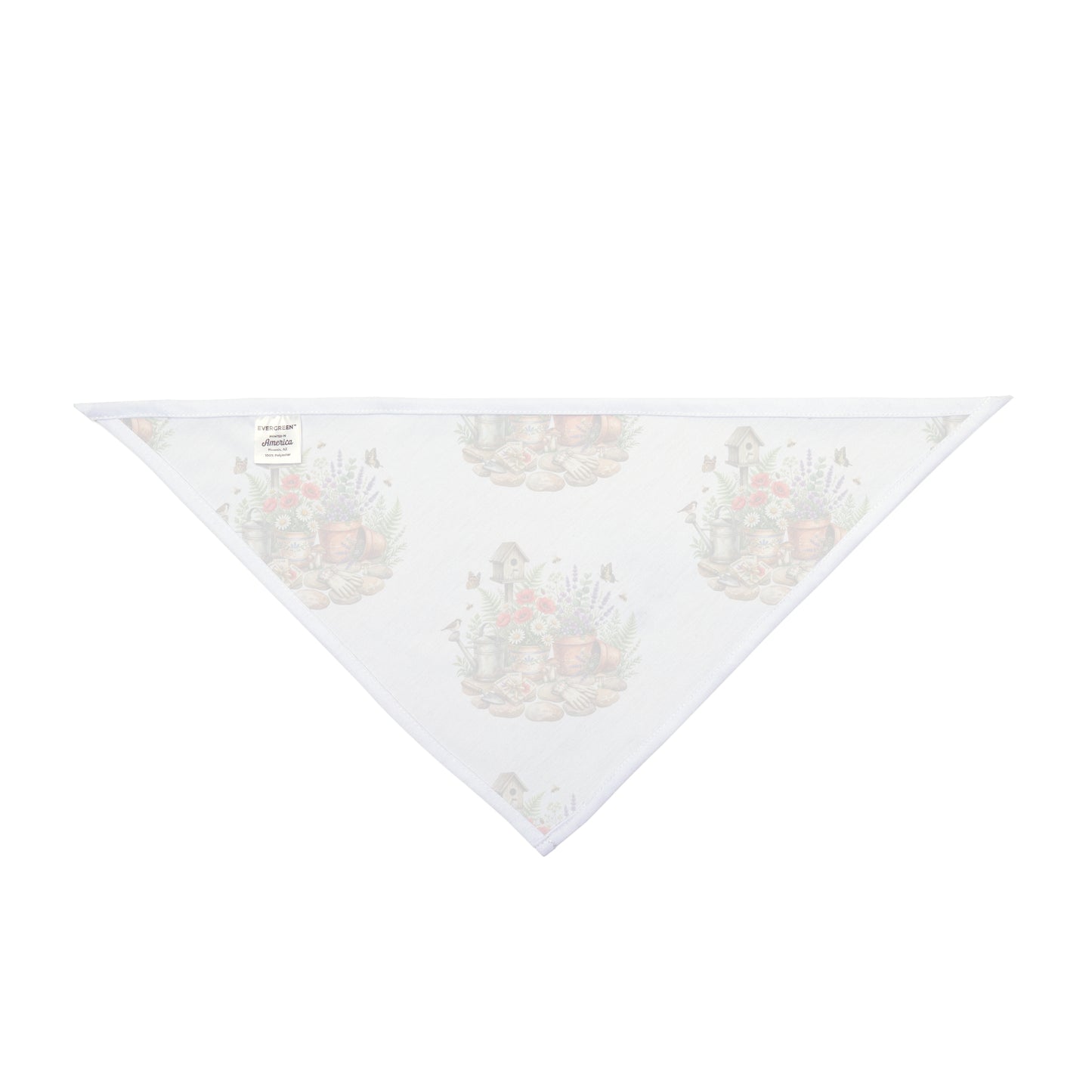 Floral Garden Pet Bandana — Watercolor Birdhouse & Potted Flowers