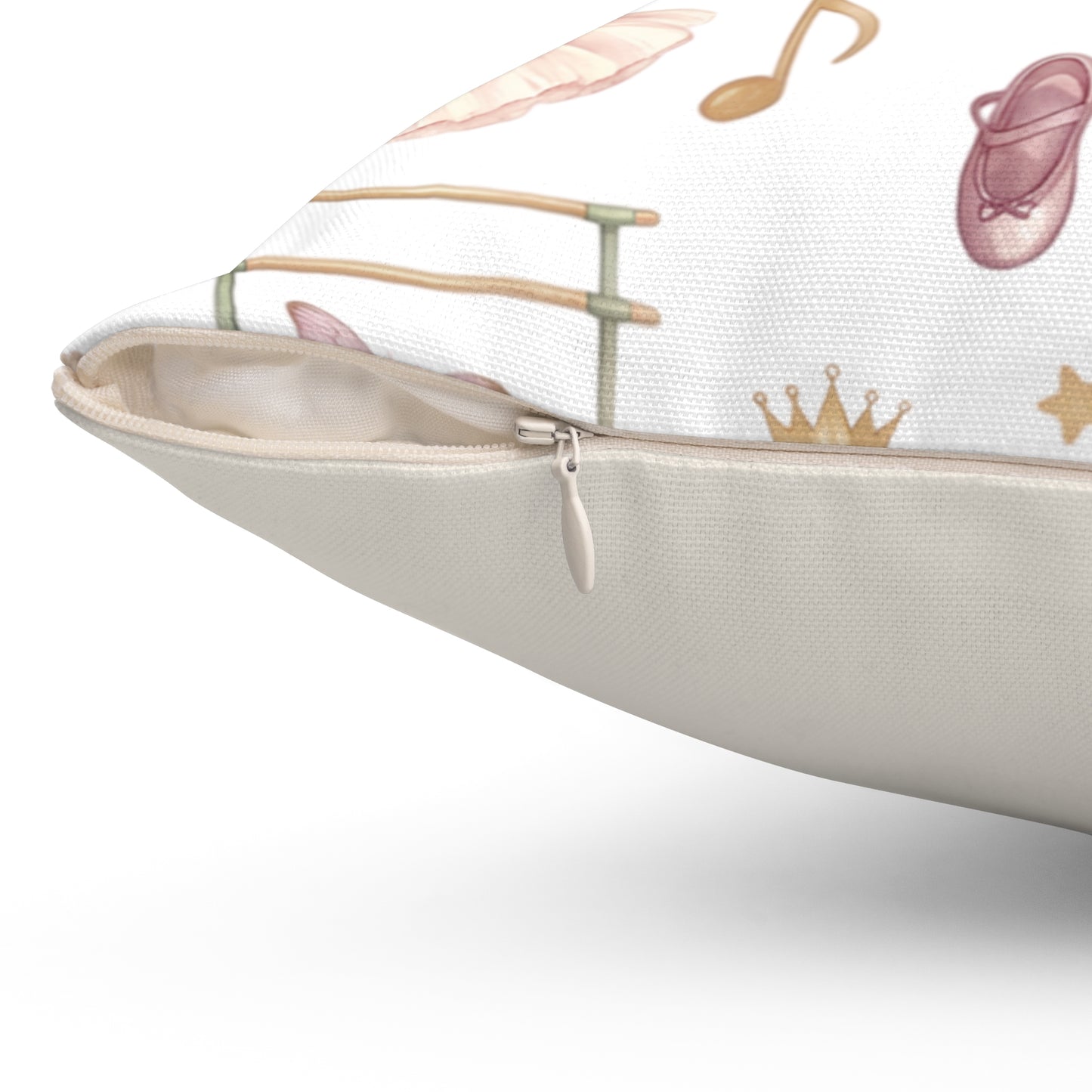 Ballet Dancer Pattern Square Throw Pillow — Pink Tutu, Ballet Shoes & Swan Decorative Cushion