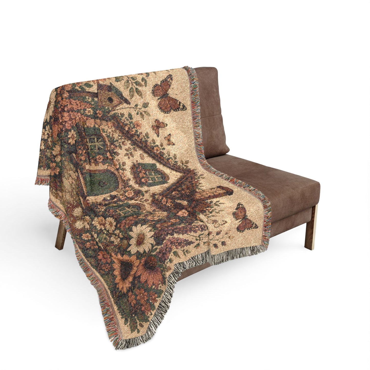 Cottage Garden Woven Blanket — Cozy Floral House Throw