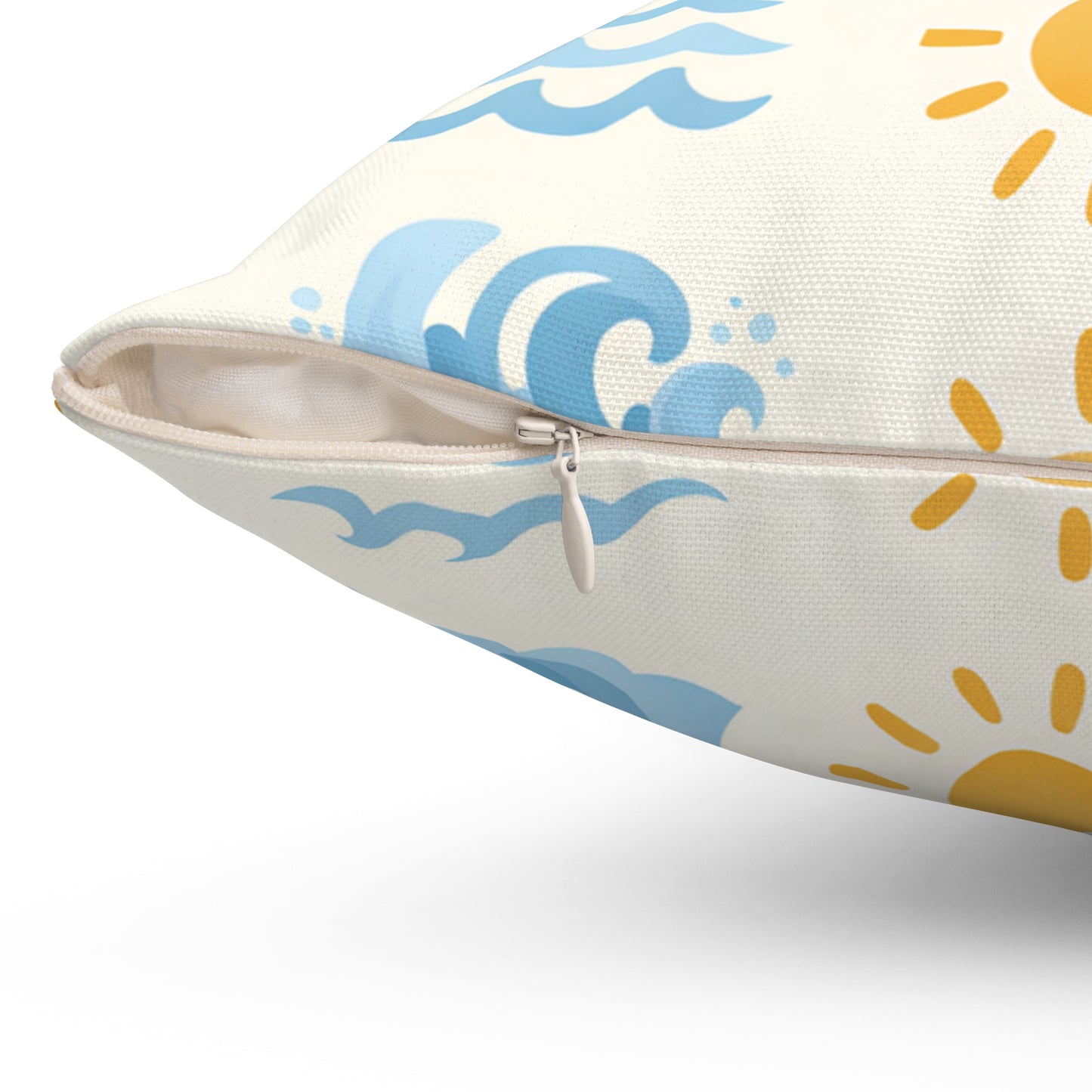 Sun & Waves Beach Pattern Square Pillow