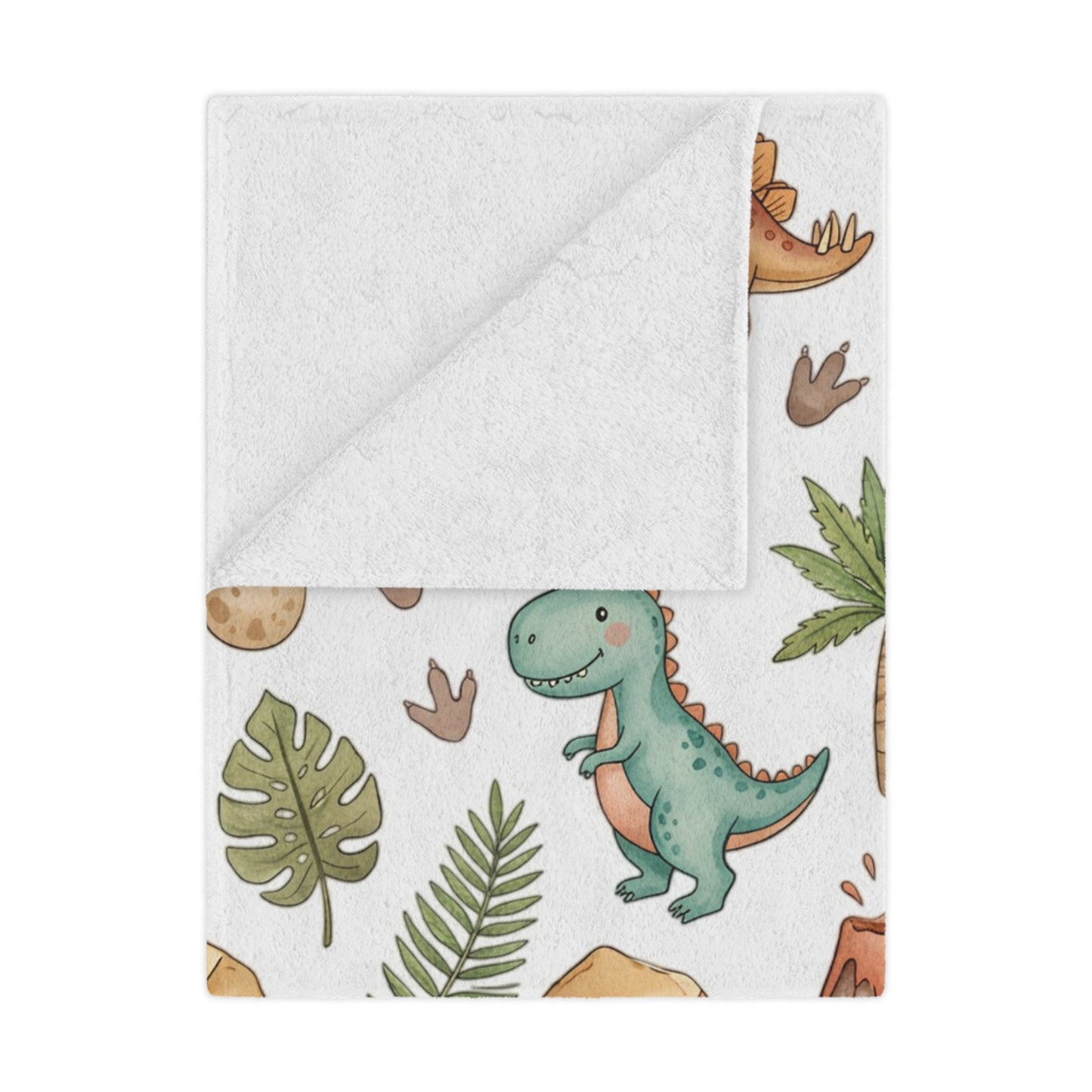 Dino Nursery Minky Blanket — Cute Watercolor Dinosaurs Baby Throw