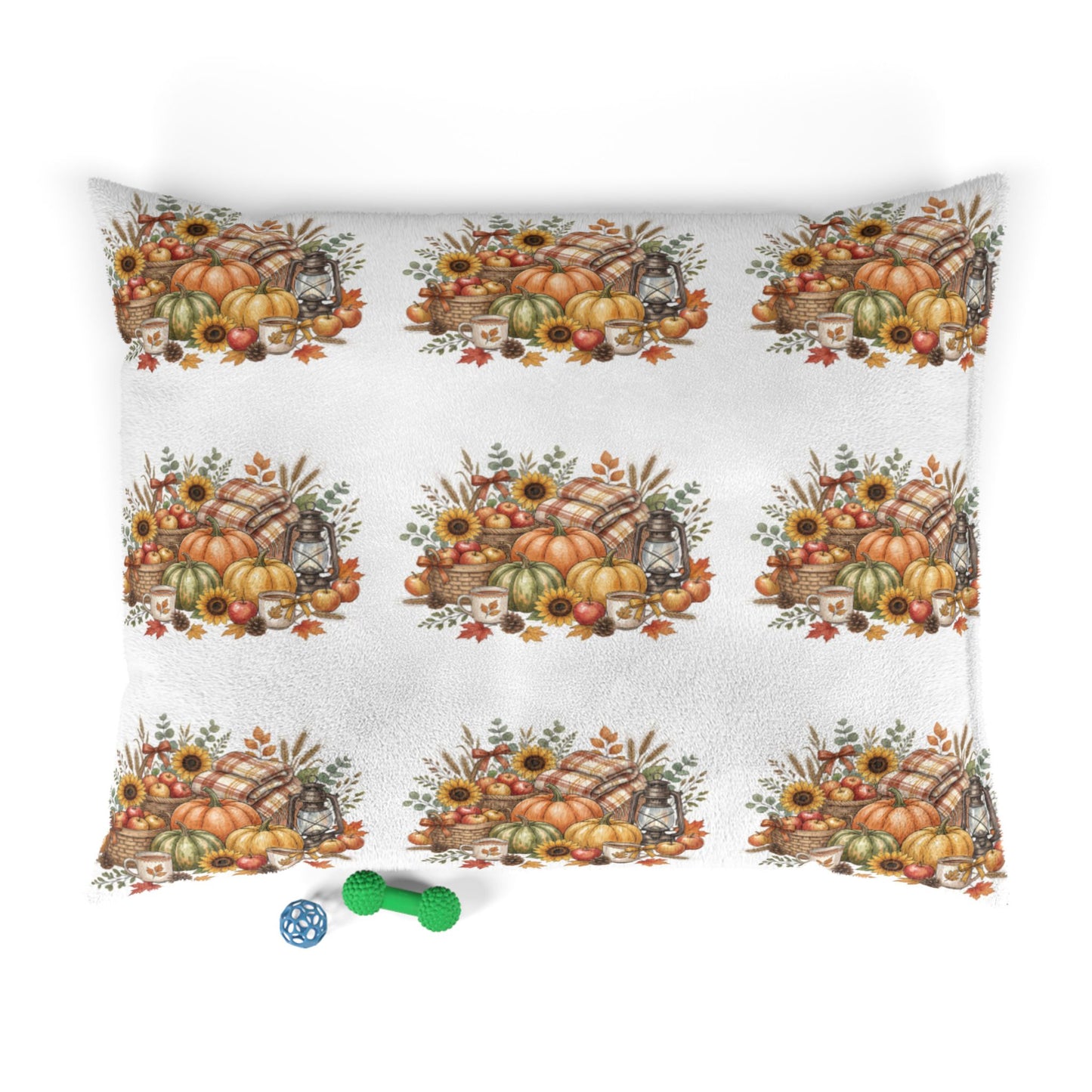 Autumn Harvest Pet Bed — Fall Pumpkin & Sunflower Dog Cushion