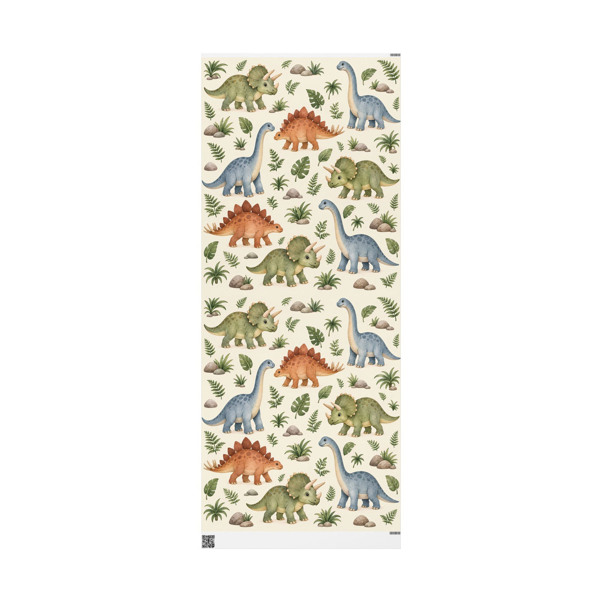 Dinosaur Wrapping Paper Roll — Cute Watercolor Dino Gift Wrap