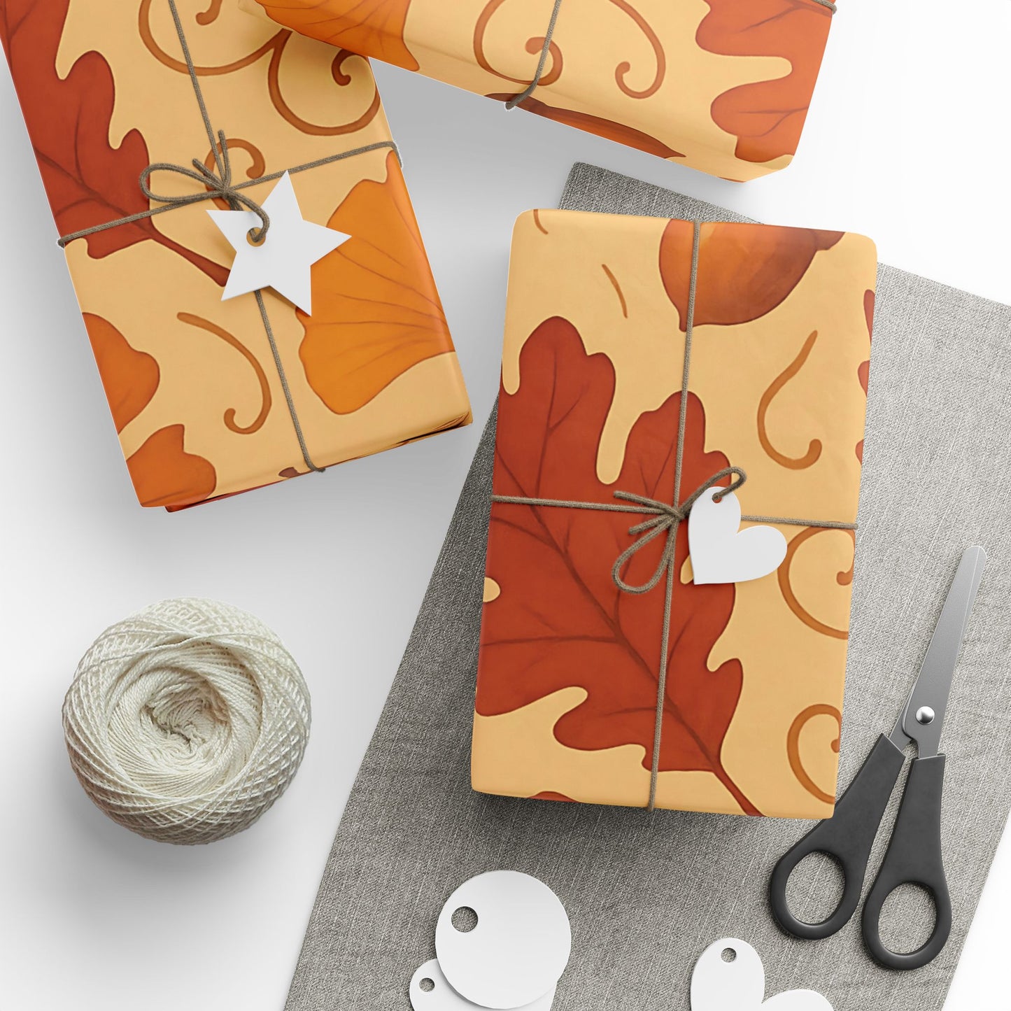 Autumn Leaves & Acorns Wrapping Paper – Fall Foliage Gift Wrap in Warm Earth Tones