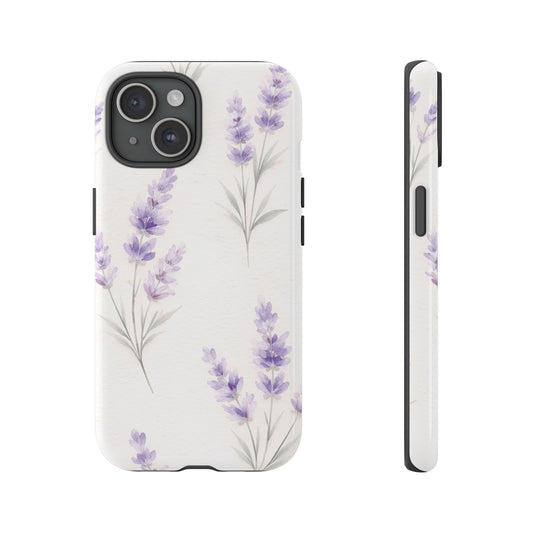 Lavender Floral Phone Case — Protective Tough Case with Purple Botanical Print