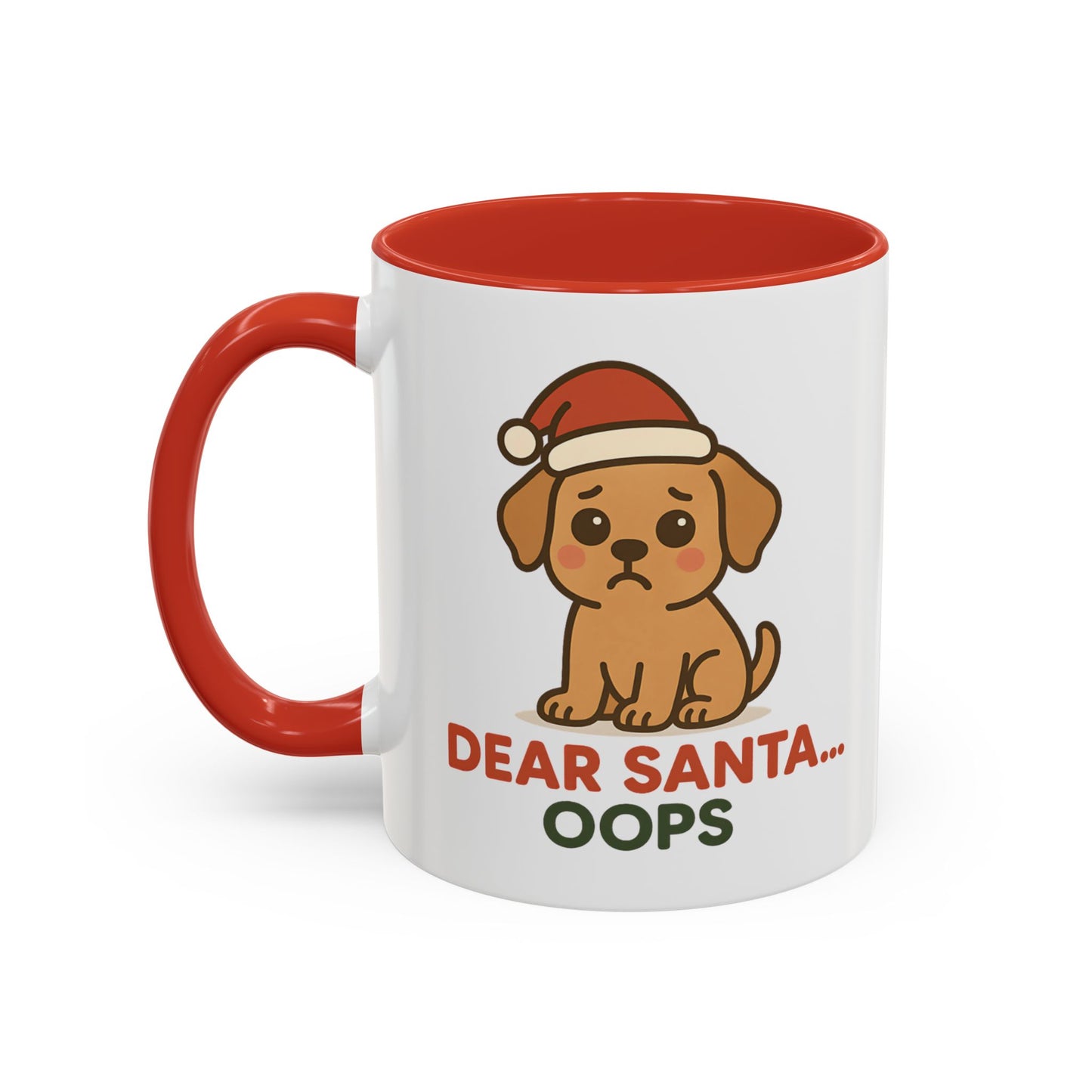 Cute Puppy “Dear Santa… Oops” Christmas Mug – Festive Holiday Dog Design, 11oz & 15oz Ceramic Coffee Cup