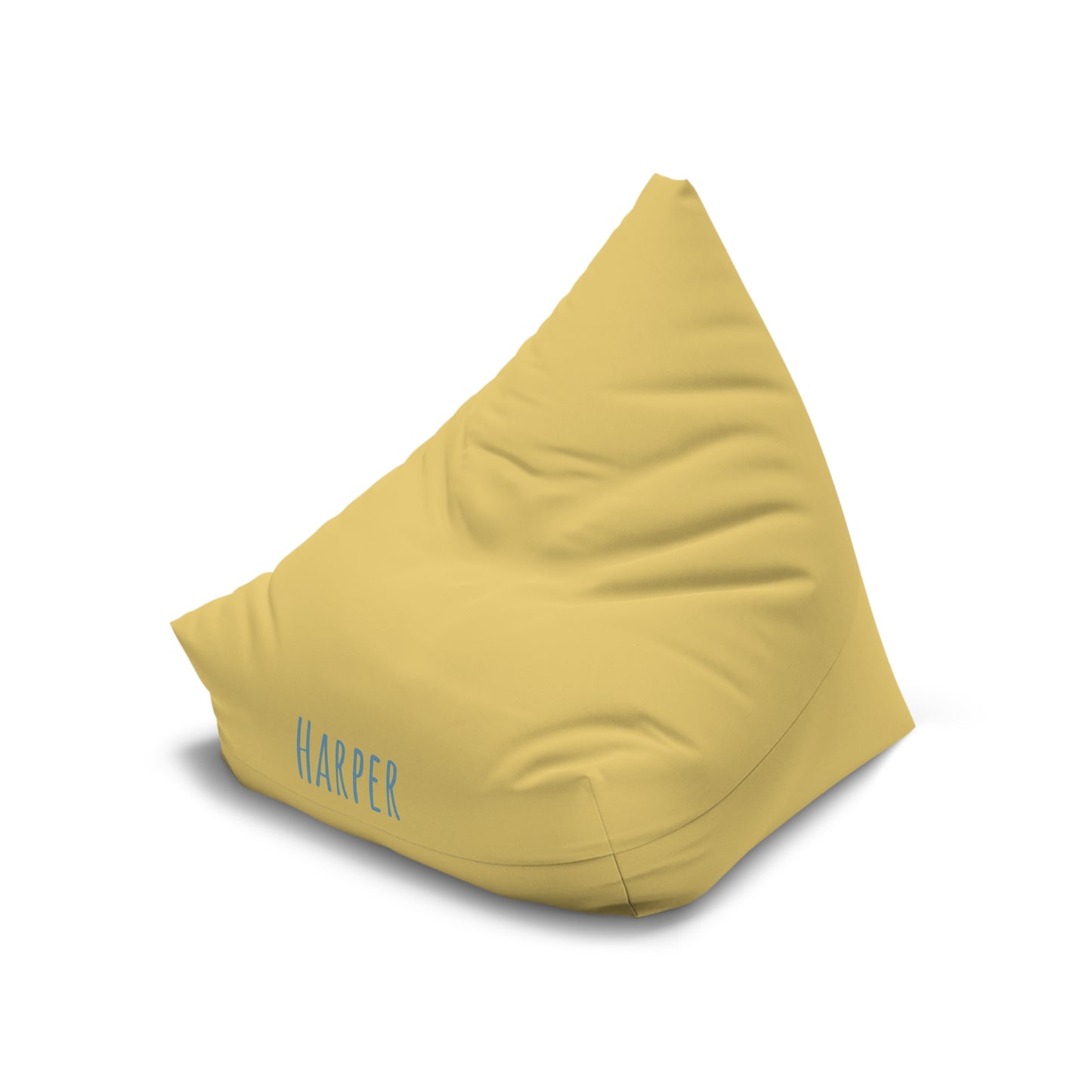 Personalized Yellow Bean Bag Cover – Custom Name Harper Kids Lounger