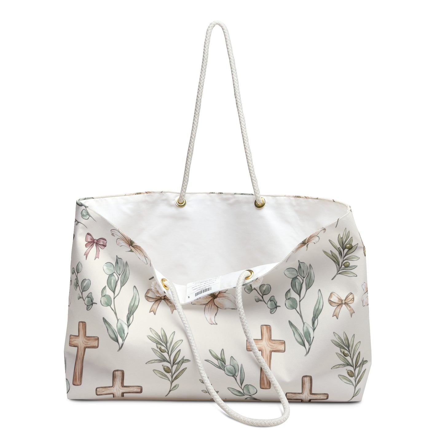 Floral Cross Weekender Bag – Pastel Butterflies & Bows Travel Tote