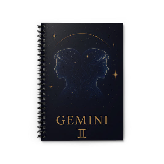 Gemini Zodiac Galaxy Spiral Notebook – Twin Constellation Astrology Journal (6" x 8", 118 Pages)