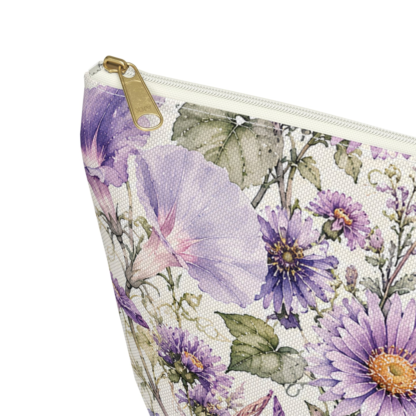 Floral Lavender Cosmetic Pouch — Purple Wildflower Accessory Bag