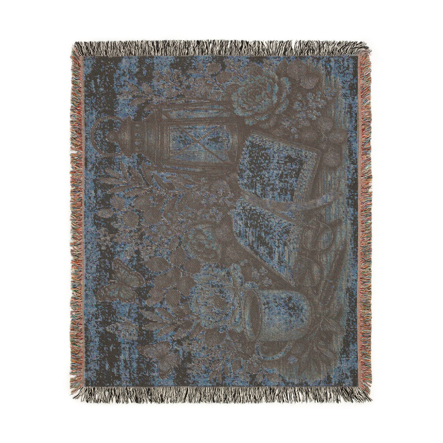 Cozy Reading Woven Throw Blanket — Lantern, Open Book & Floral Tapestry