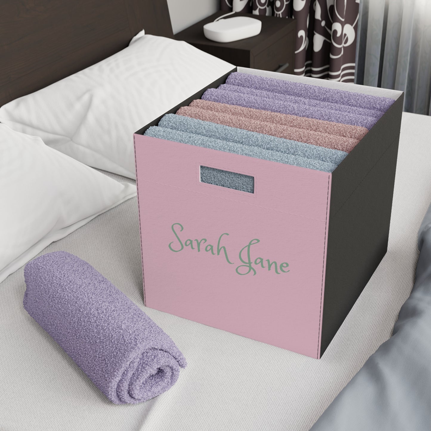 Personalized Felt Storage Box – Custom Name Pink Organizer Bin for Nursery, Kids’ Room, Closet & Toy Storage