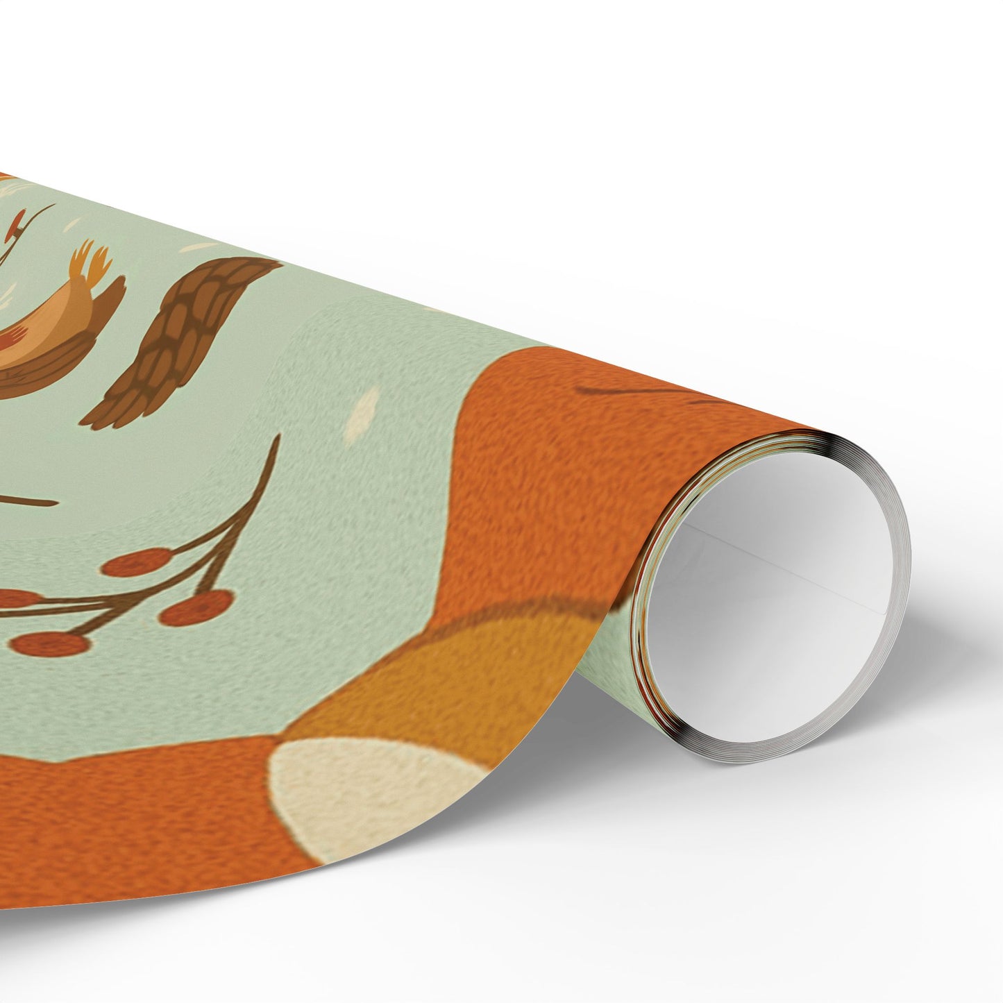 Woodland Winter Friends Wrapping Paper – Fox, Deer, Owl & Squirrel in Cozy Scarves