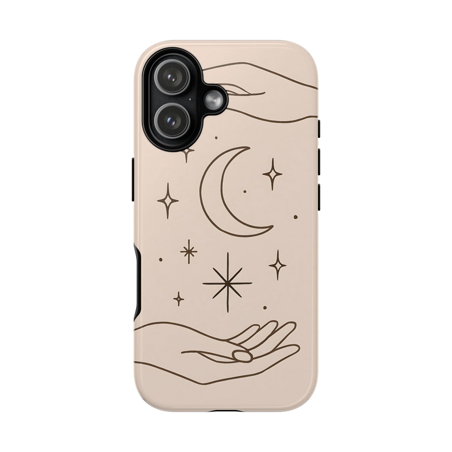Mystic Minimalist Hands & Moon Phone Case – Celestial Line Art Design