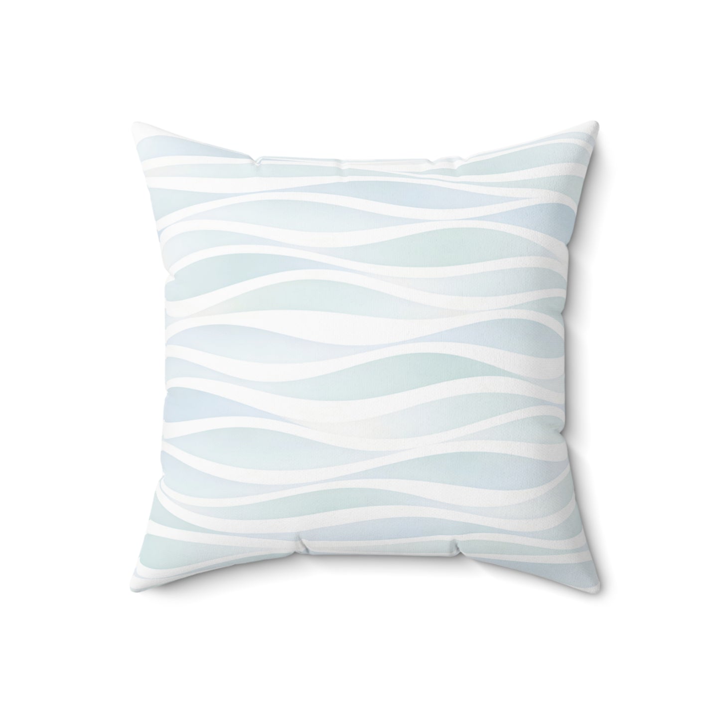 Coastal Wave Square Pillow — Aqua Wavy Stripes Decorative Throw Pillow