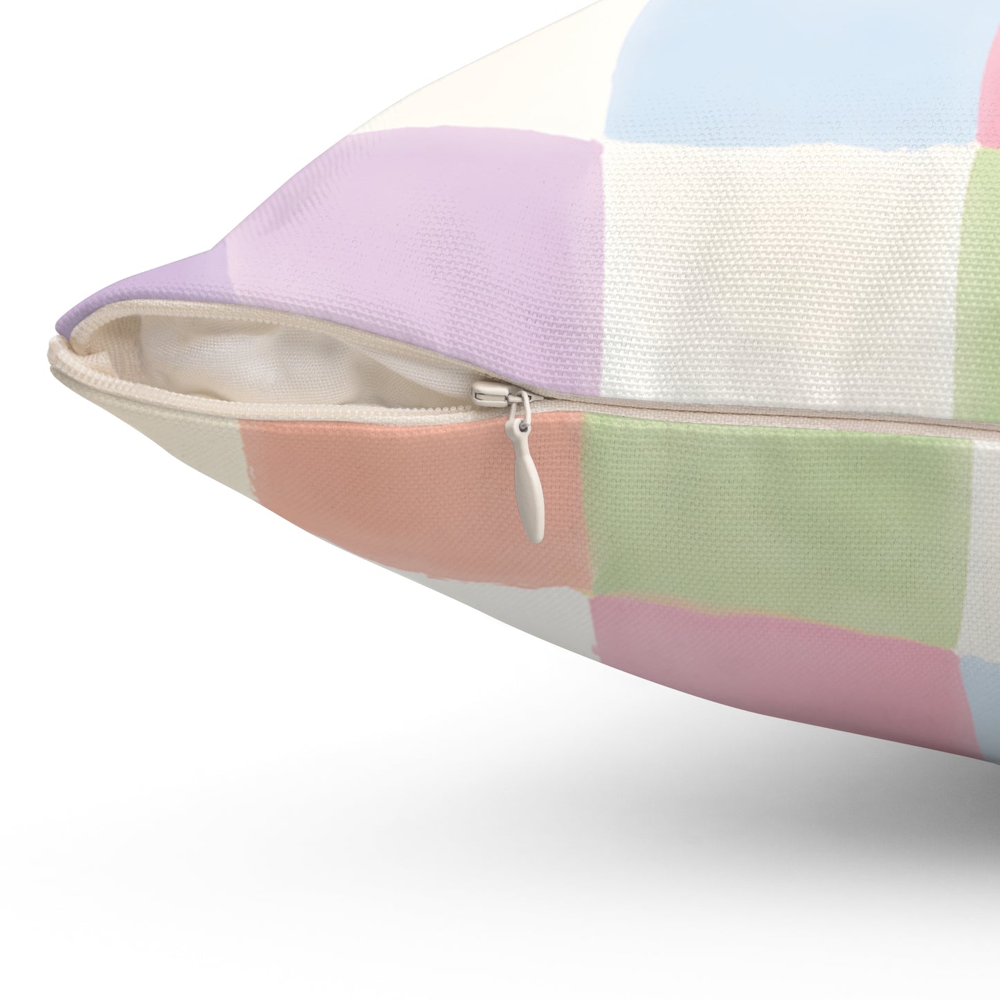 Pastel Checkerboard Decorative Pillow — Soft Watercolor Squares Throw Pillow