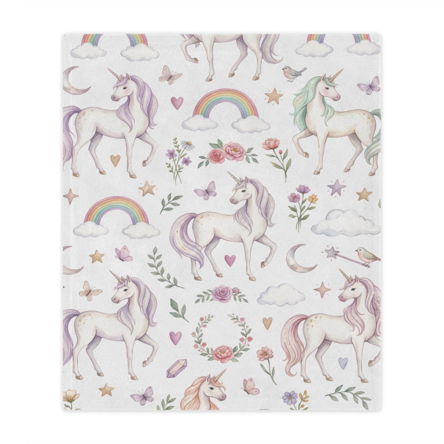 Unicorn Rainbow Minky Blanket – Soft Pastel Fantasy Throw for Kids & Nursery