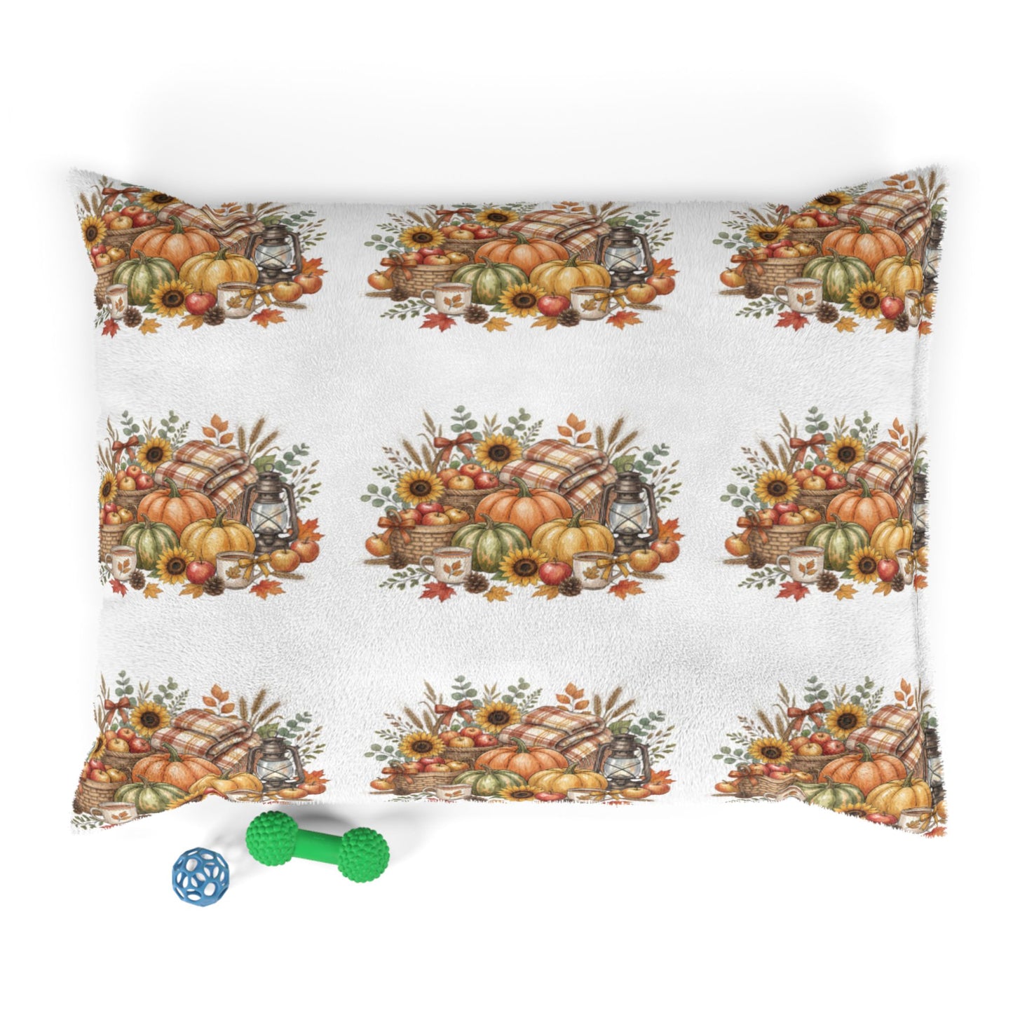 Autumn Harvest Pet Bed — Fall Pumpkin & Sunflower Dog Cushion