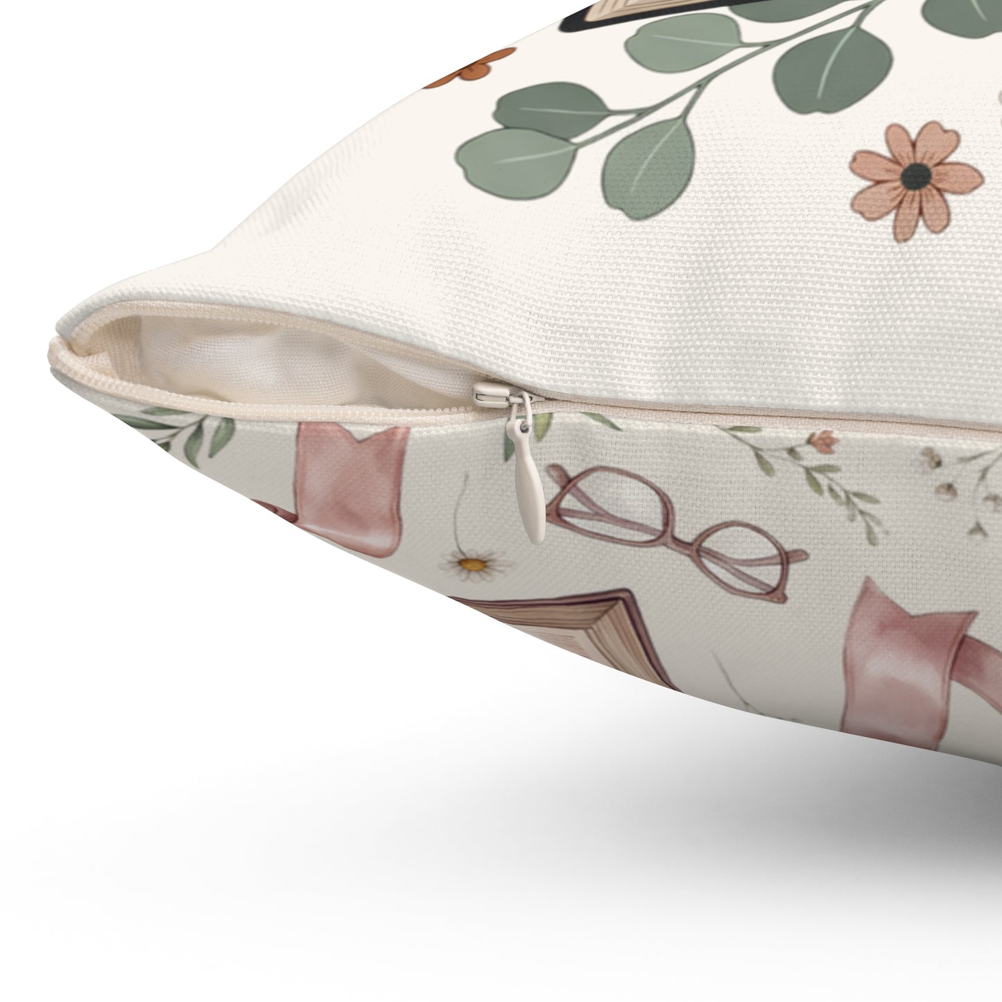 Cozy Reading Pillow — Open Book & Tea Square Throw Pillow