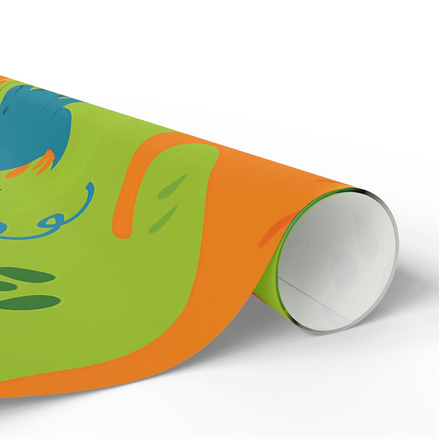 Dinosaur Party Wrapping Paper – Colorful Dinos with Balloons & Hats on Green