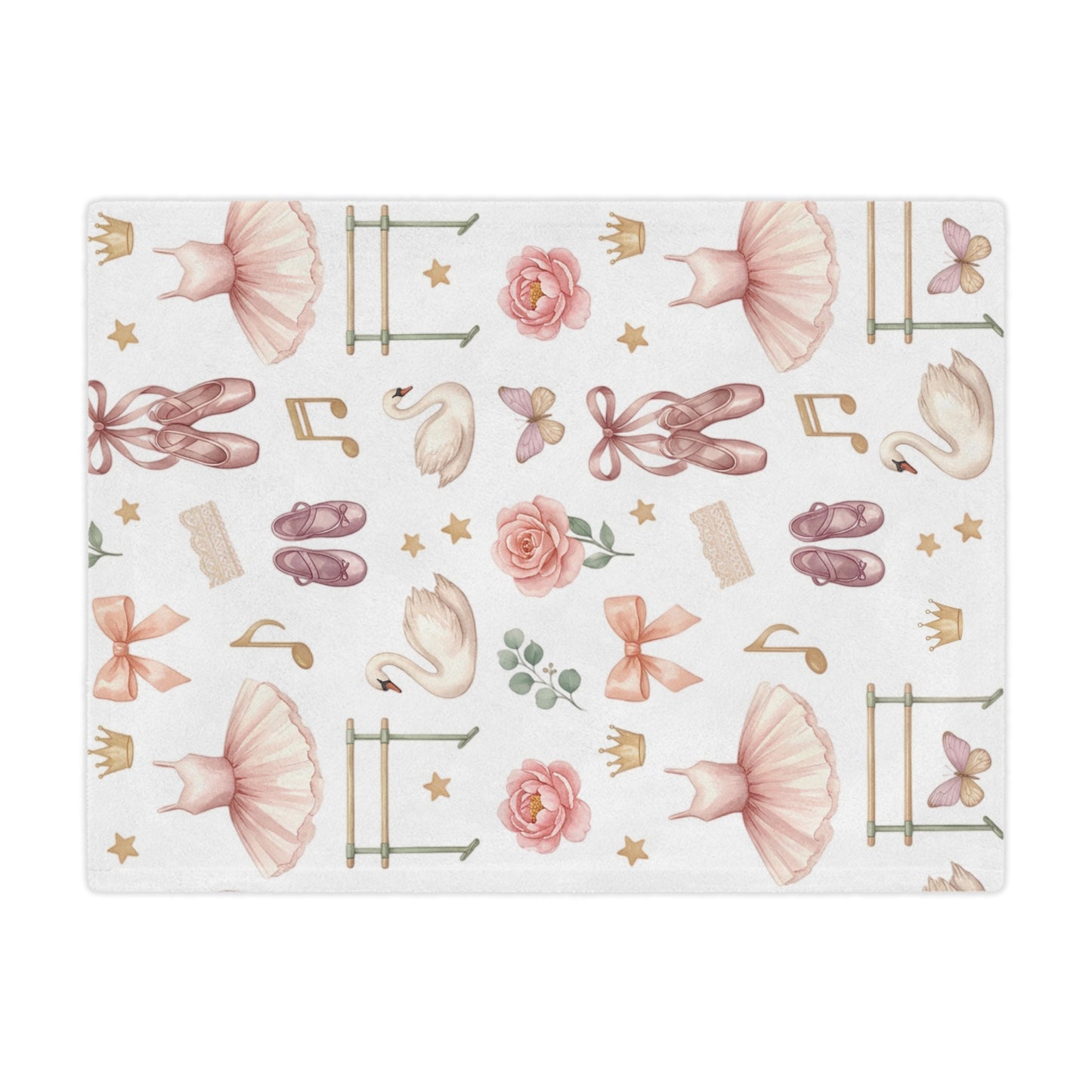 Ballet Dancer Minky Blanket — Pink Tutu & Swan Baby Throw