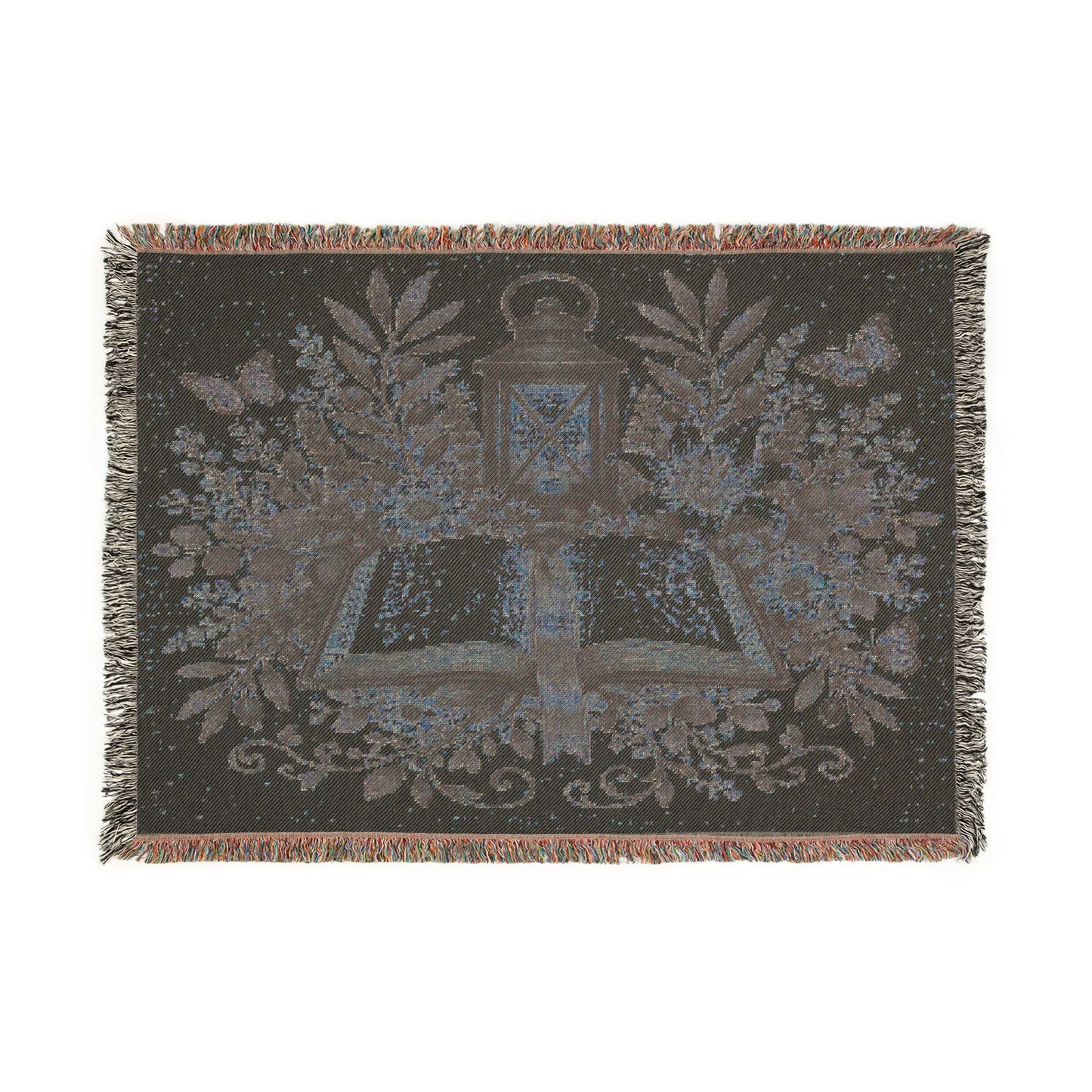 Woven Blanket — Vintage Bible & Lantern Tapestry Throw