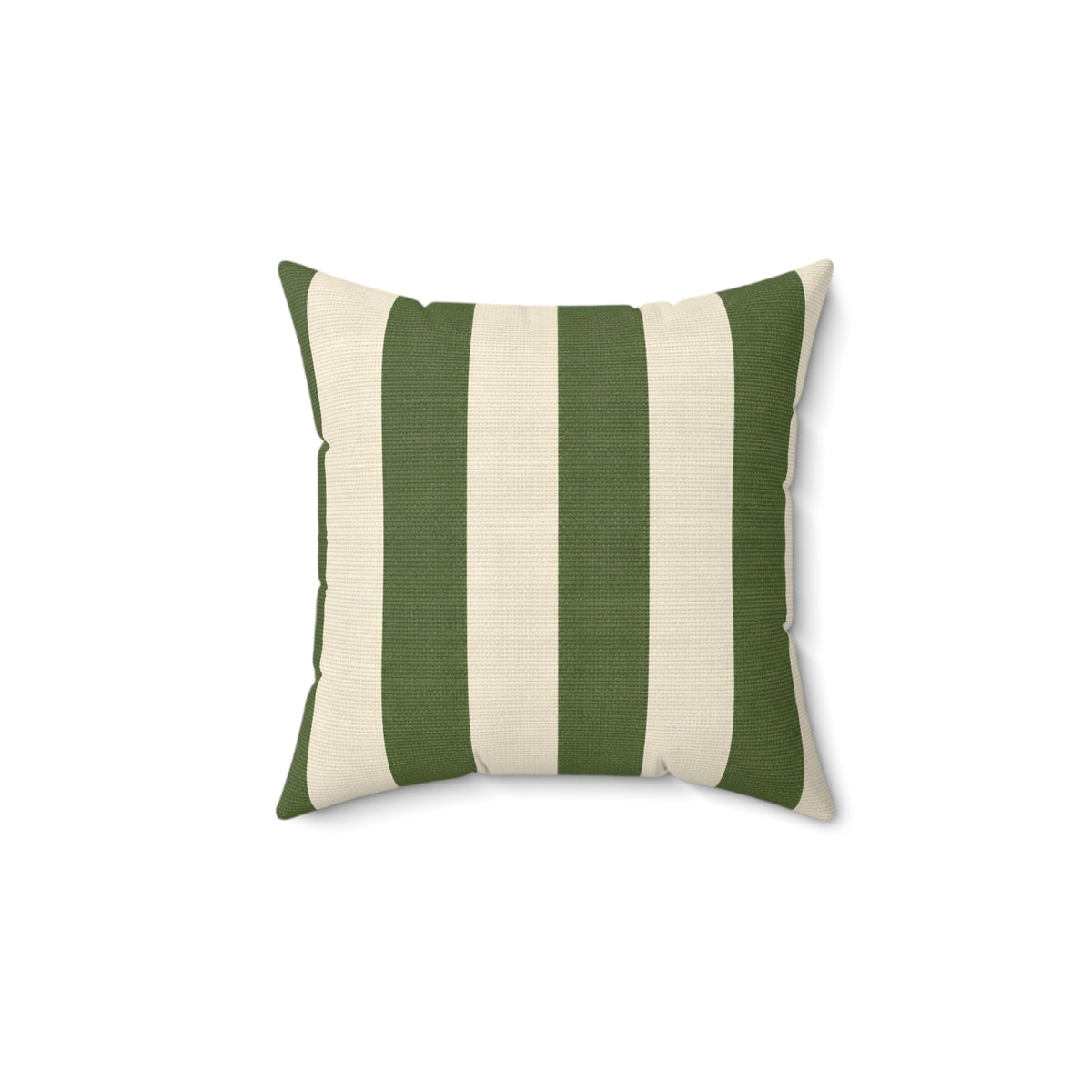 Green and Cream Striped Square Pillow