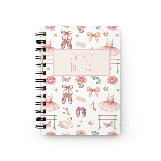 Ballet Dancer Spiral Journal — Personalized 'Ameri's Journal' Floral Ballerina Notebook