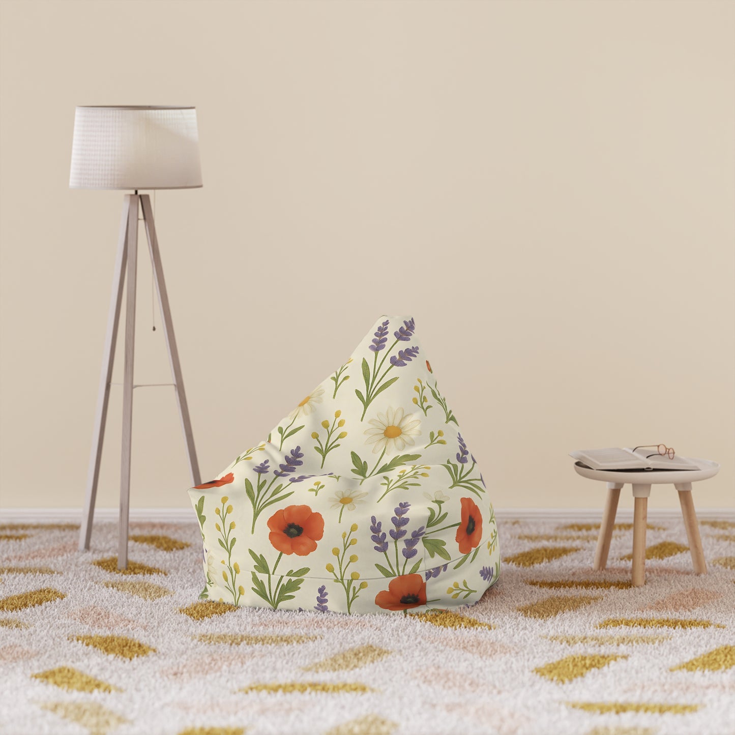 Floral Meadow Bean Bag Chair – Cottagecore Lounge Seating for Kids, Teens, and Cozy Corners