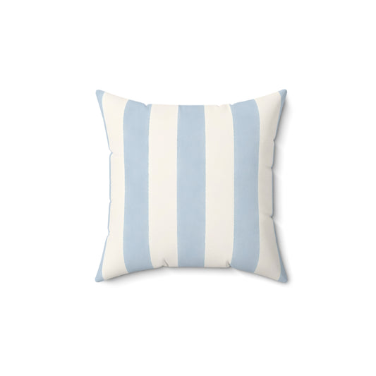 Striped Coastal Throw Pillow — Light Blue & White Square Accent Pillow