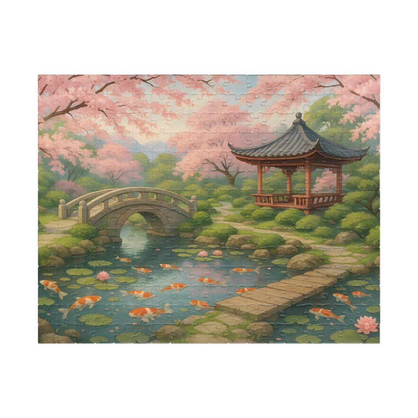 Tranquil Japanese Garden Puzzle – Koi Pond & Cherry Blossoms