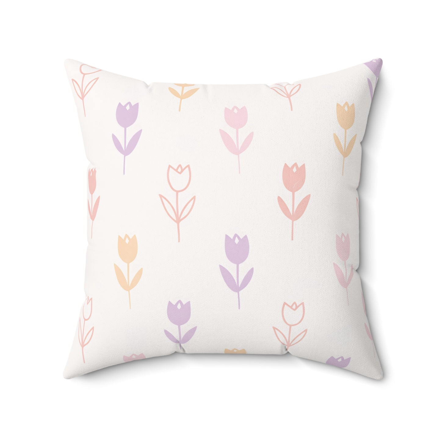 Pastel Tulip Throw Pillow - Floral Decorative Square Pillow