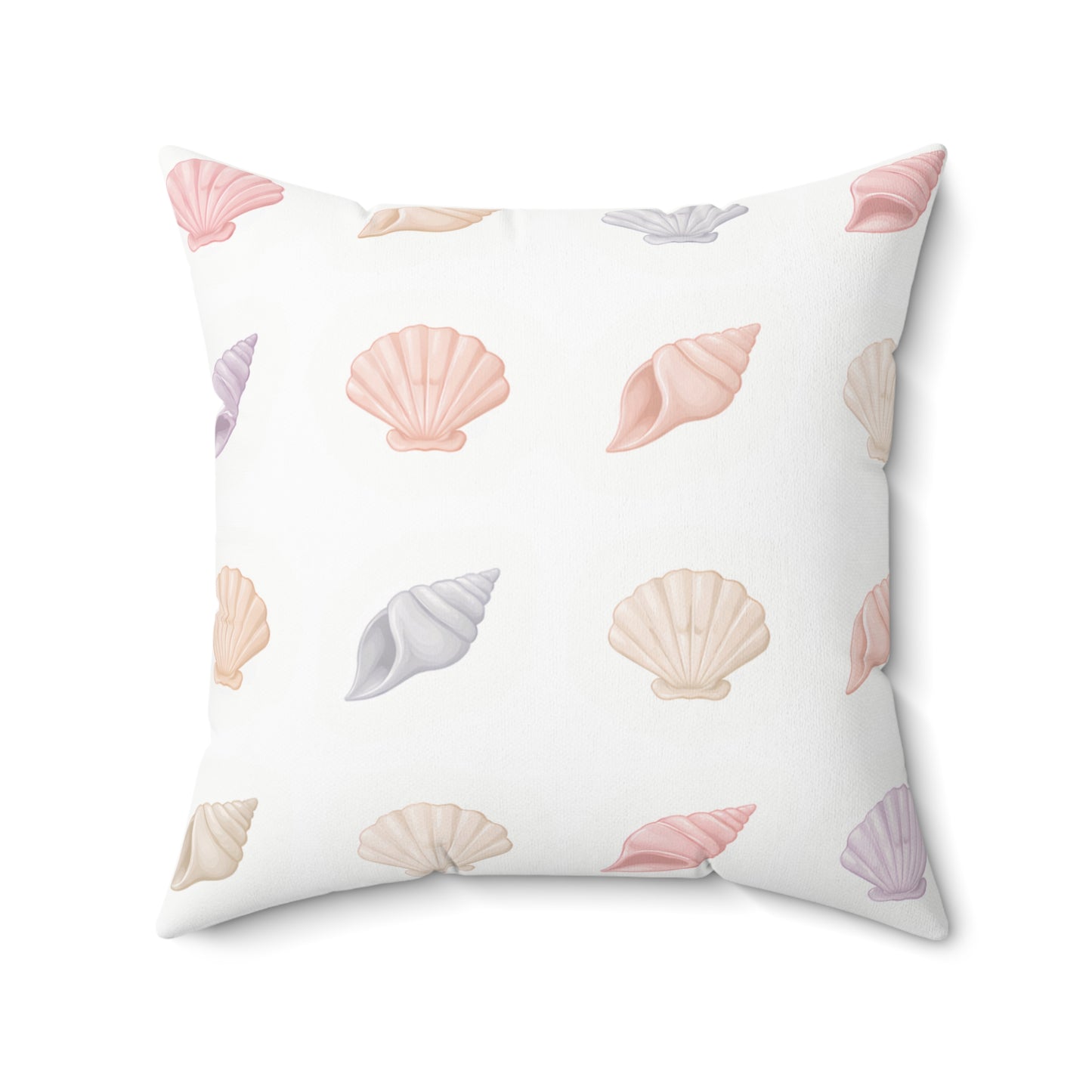 Pastel Seashell Throw Pillow — Coastal Decorative Square Pillow