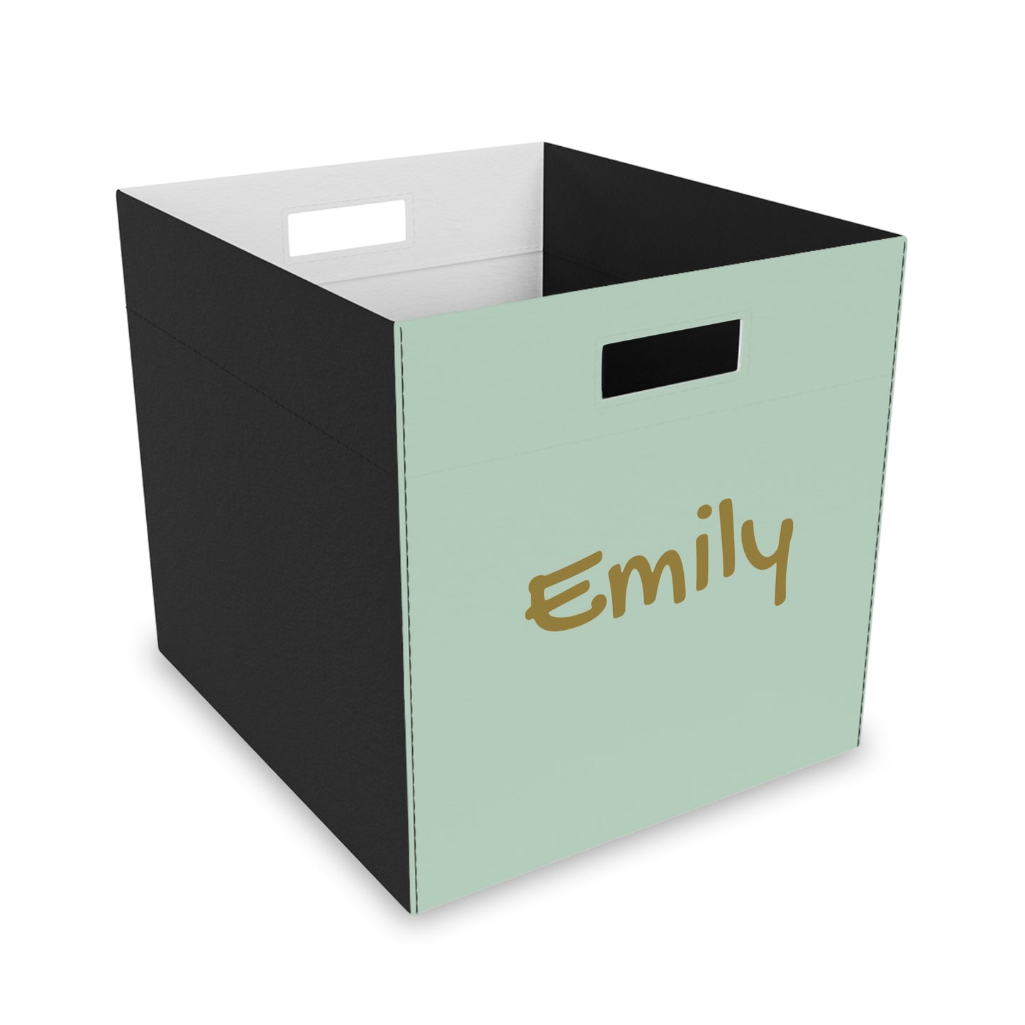 Personalized Felt Storage Box — Custom Name Mint Organizer for Kids’ Toys & Shelves