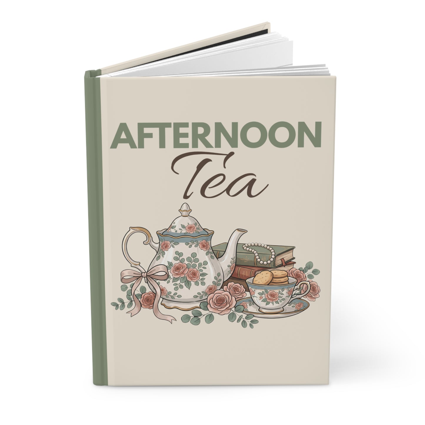 Afternoon Tea Hardcover Journal — Floral Teapot Notebook for Tea Lovers
