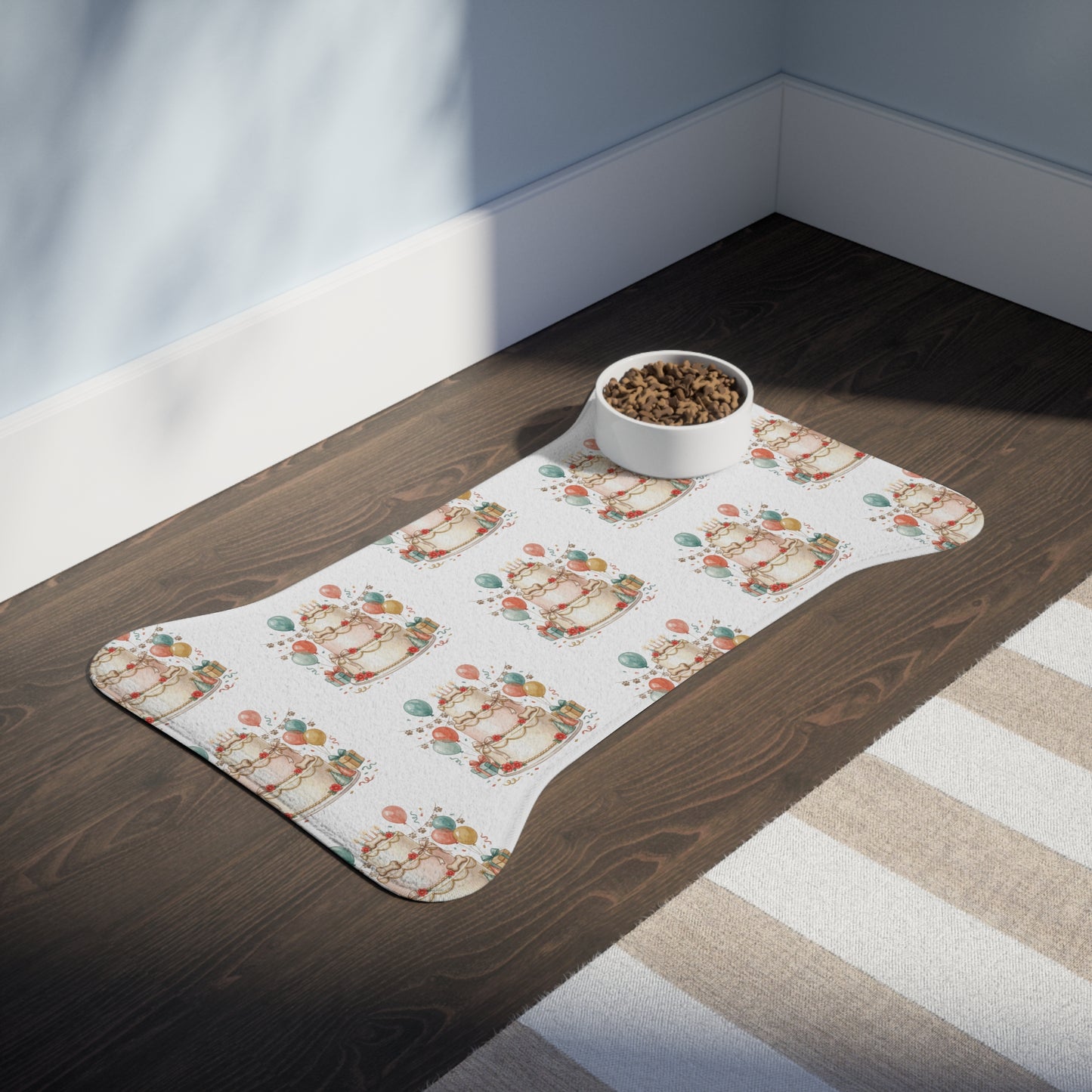 Birthday Cake Pet Feeding Mat — Festive Non-Slip Placemat for Dogs