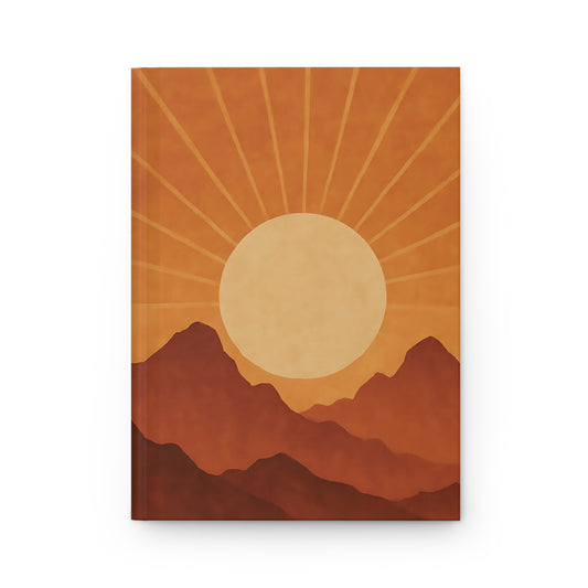 Desert Sunrise Hardcover Journal – Warm Earth Tones & Retro Mountain Design