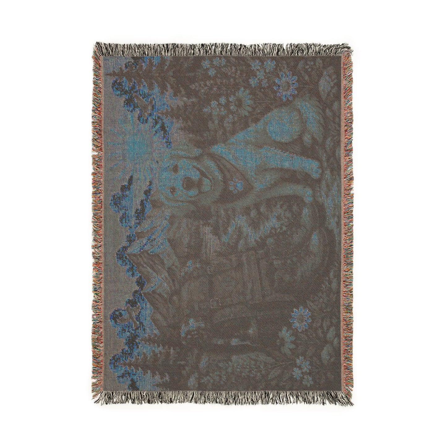 Golden Retriever Cabin Woven Blanket — Rustic Mountain Dog Throw